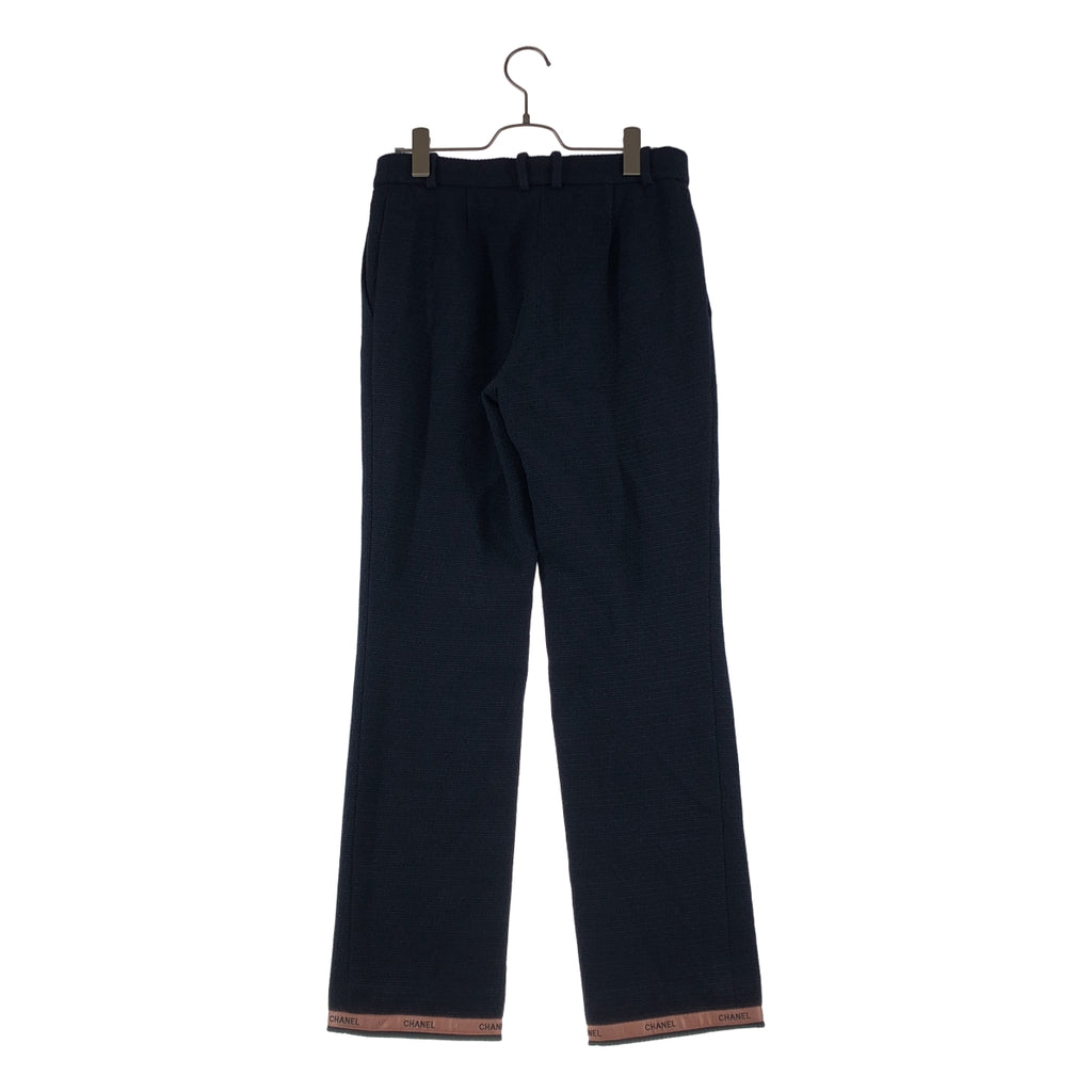 香奈兒 | 棉羊毛 Logo 織帶斜紋軟呢休閒褲 | 尺寸 36 | 女士