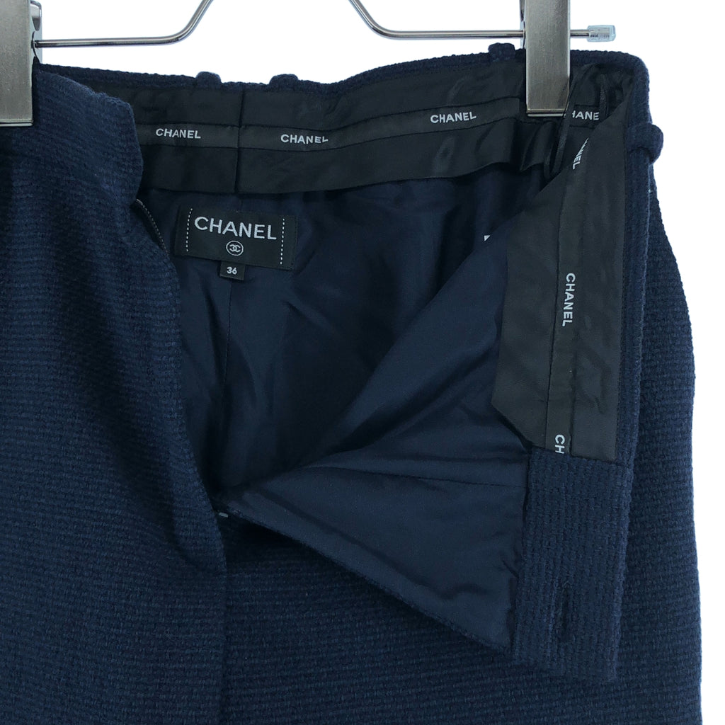 香奈兒 | 棉羊毛 Logo 織帶斜紋軟呢休閒褲 | 尺寸 36 | 女士