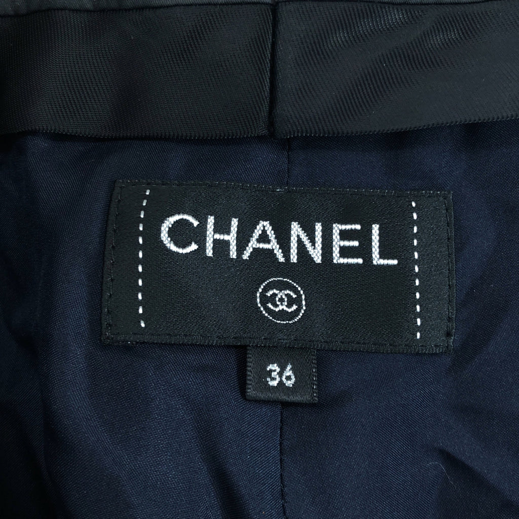 香奈兒 | 棉羊毛 Logo 織帶斜紋軟呢休閒褲 | 尺寸 36 | 女士