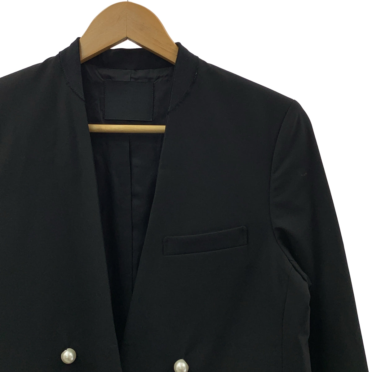 CINOH ノーカラージャケット ブラック パールボタン NO COLLAR JACKET