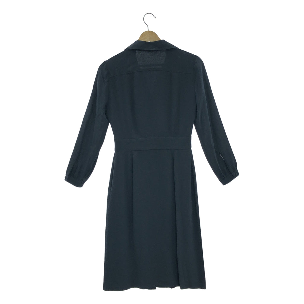 GUCCI / グッチ | リボン付カラー プリーツ シルク ワンピース | 38 | ブラック | レディース