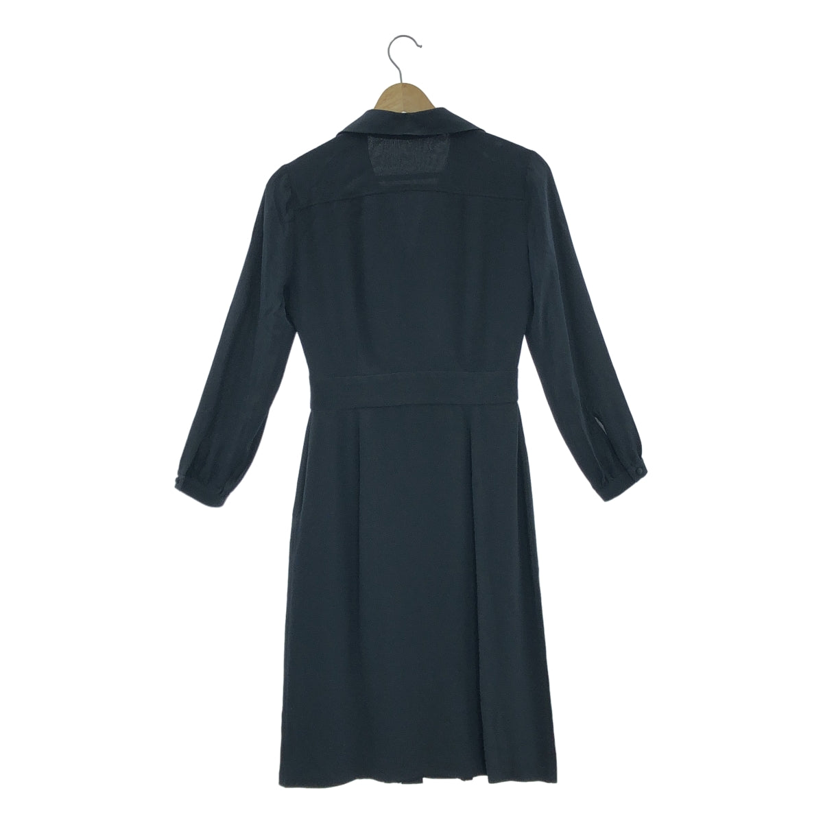 GUCCI / グッチ | リボン付カラー プリーツ シルク ワンピース | 38 | ブラック | レディース