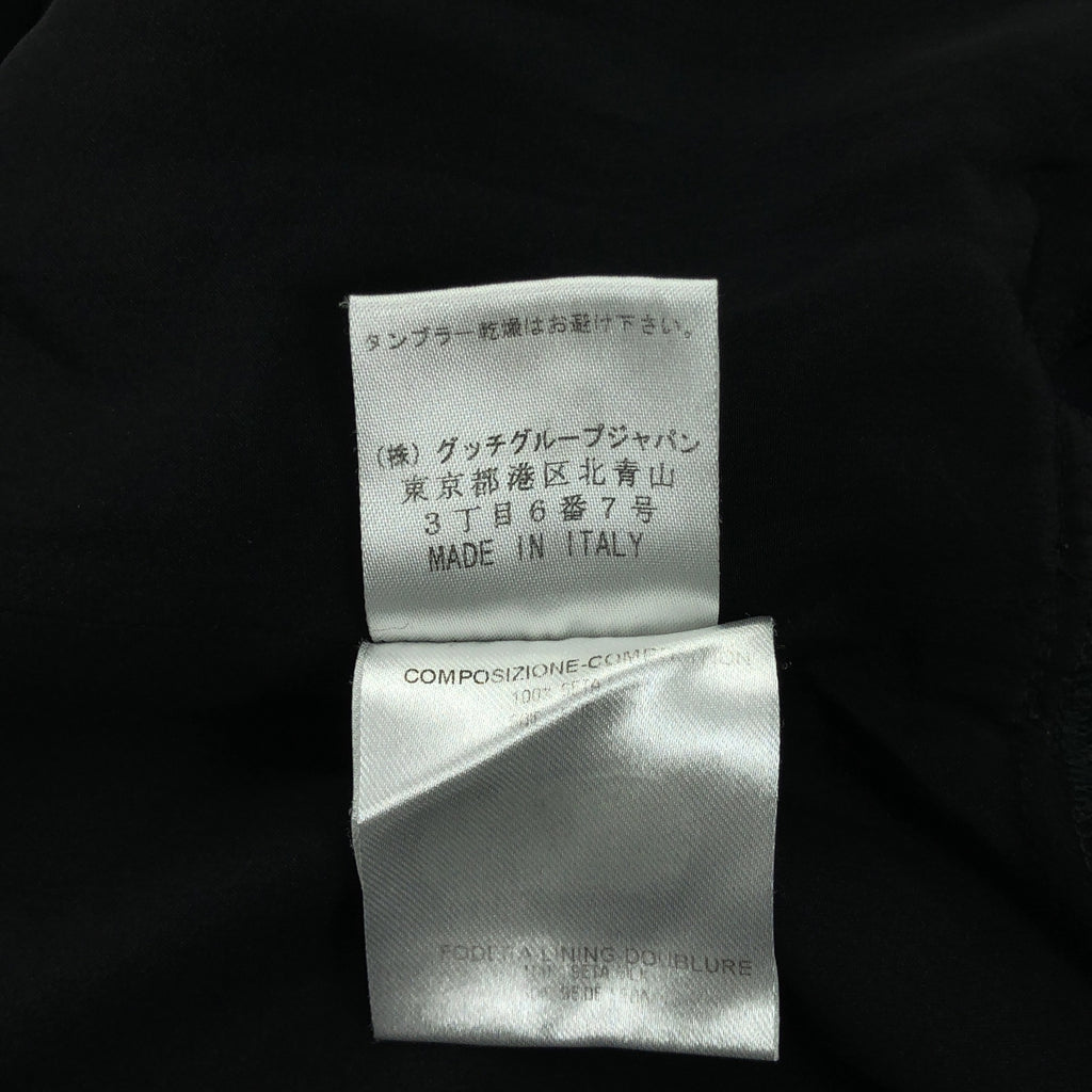 GUCCI / グッチ | リボン付カラー プリーツ シルク ワンピース | 38 | ブラック | レディース