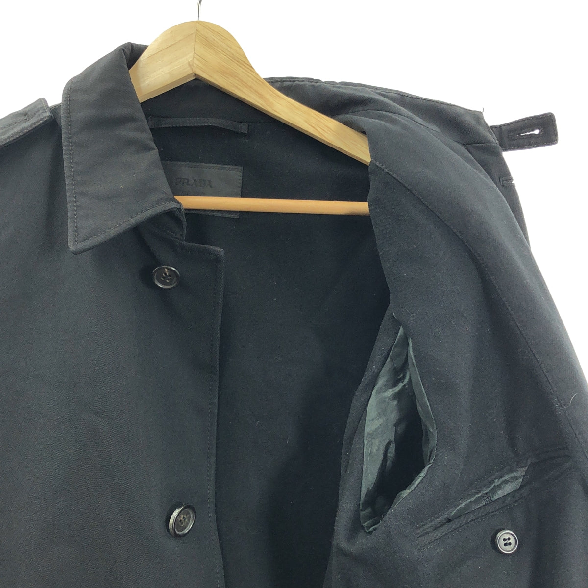 PRADA / プラダ | ウール トレンチコート | 46 | ブラック | メンズ