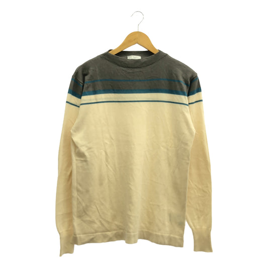 BOGLIOLI | Cotton striped pullover knit | S | Ivory/Gray | Men's