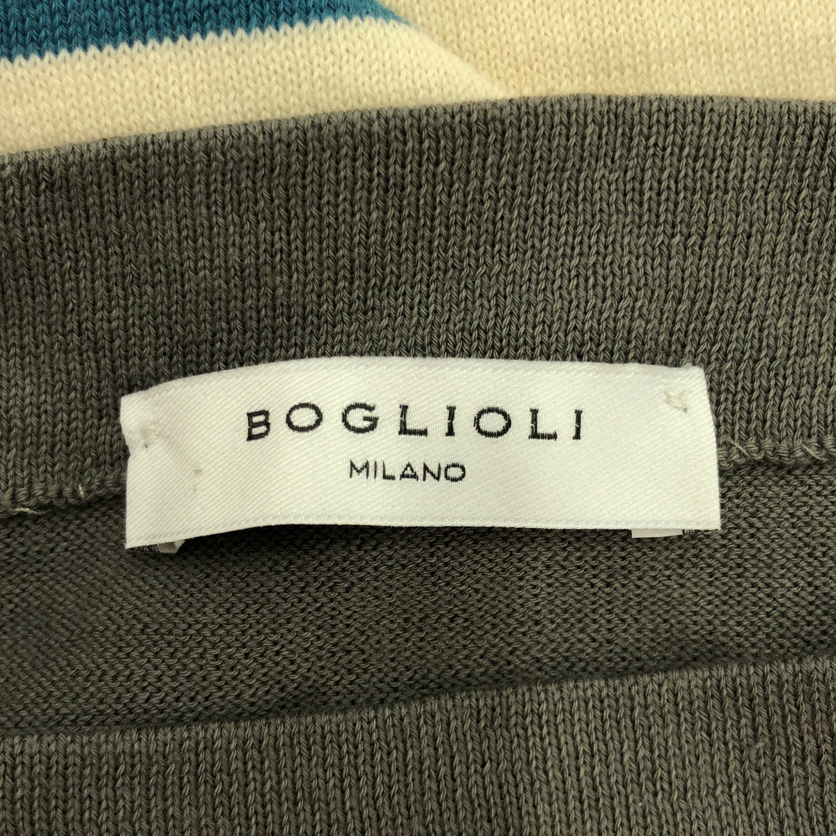 BOGLIOLI | Cotton striped pullover knit | S | Ivory/Gray | Men's