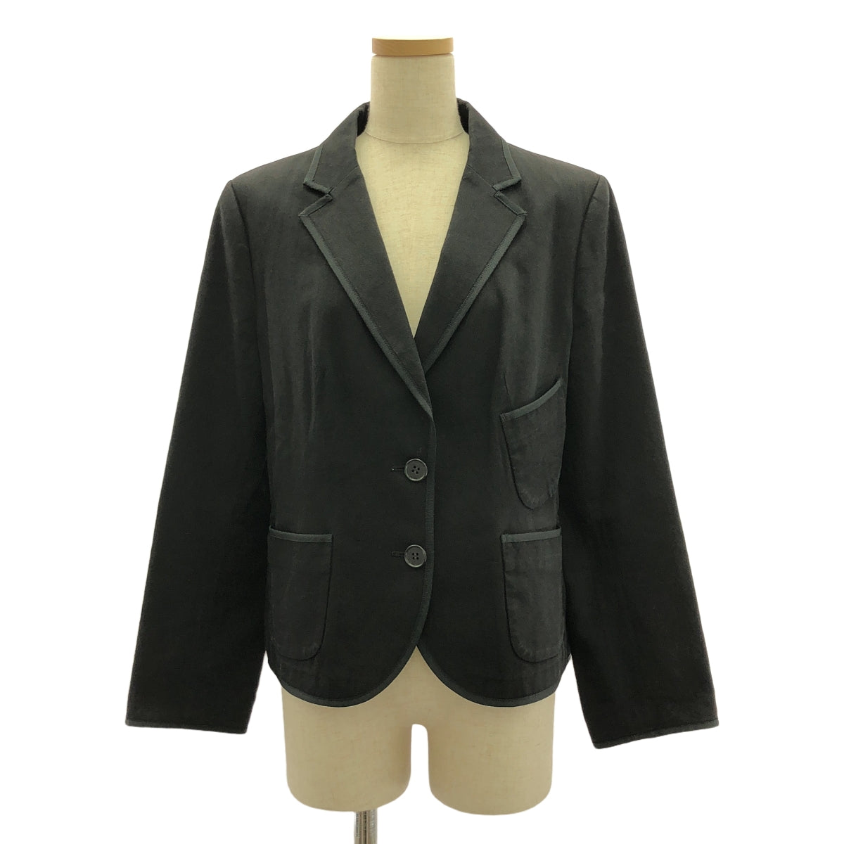 Paul Smith / ポールスミス | コットン リネン 裏地フラワー テーラード ジャケット | 46L | ブラック | レディース