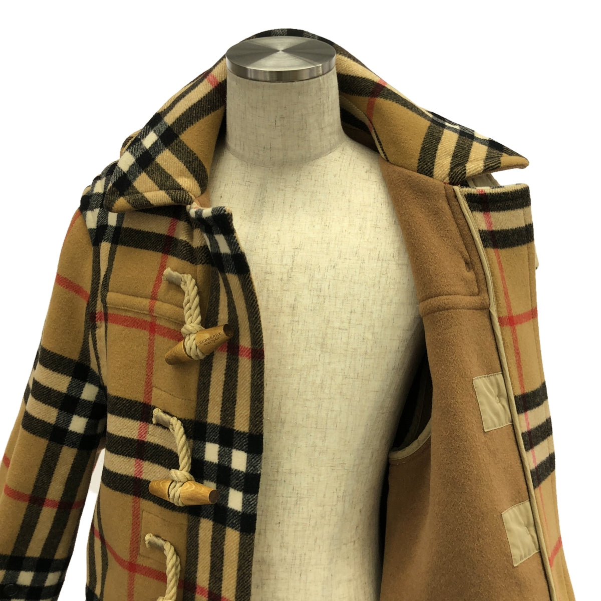 【美品】  Burberry / バーバリー | × Gosha Rubchinskiy ノバチェック ダッフルコート | XXS | ベージュ/ブラック/レッド | メンズ