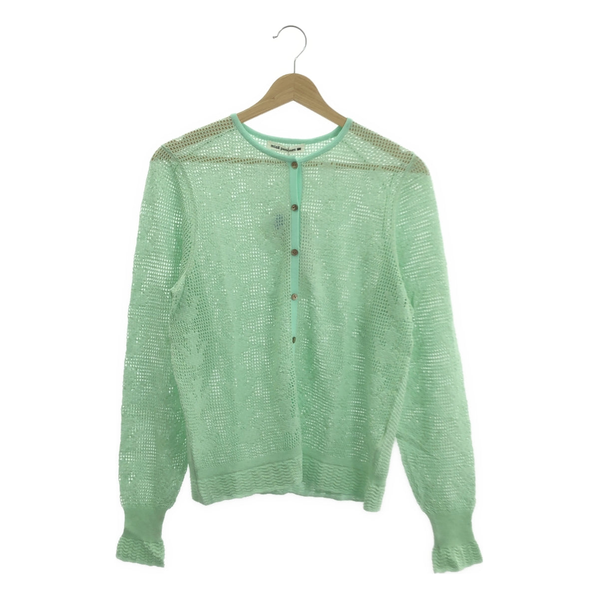 [狀況極佳] mina perhonen | 2024SS | tulip / 鬱金香亞麻棉針織開襟衫 | 40碼 | 薄荷綠 | 女款