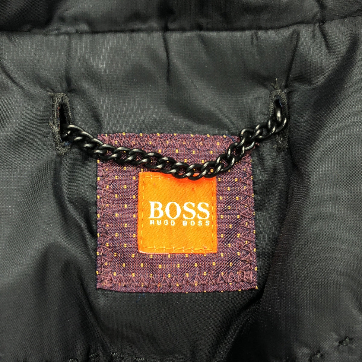 HUGO BOSS / 휴고 보스 | 주름 패널 후드 크롭 다운 재킷 | 38 | 블랙 | 남성