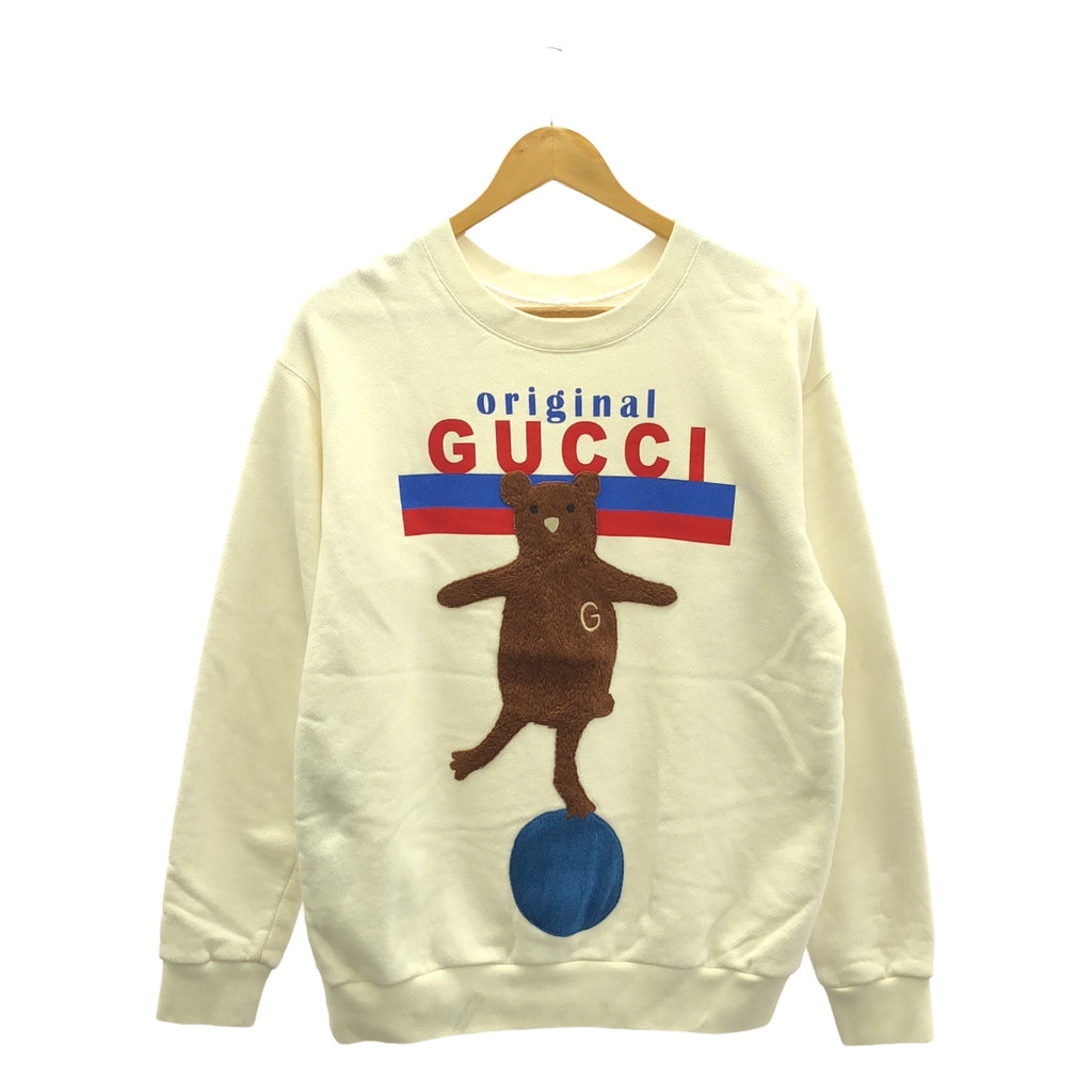 GUCCI / グッチ | ベア刺しゅう ロゴプリント クルーネックスウェット | XS | ホワイト | メンズ