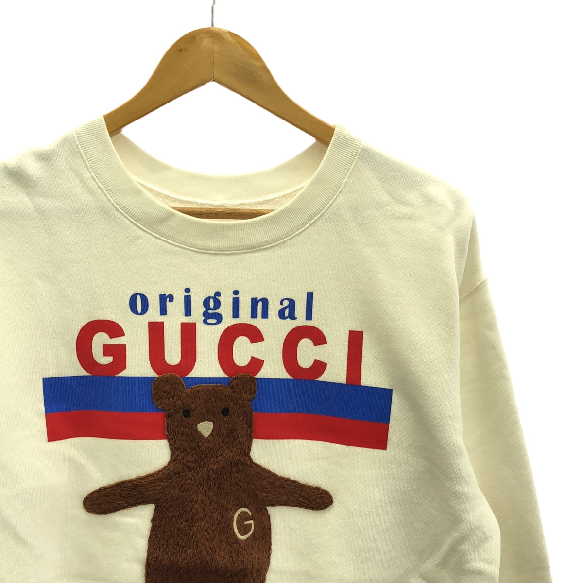 GUCCI / グッチ | ベア刺しゅう ロゴプリント クルーネックスウェット | XS | ホワイト | メンズ