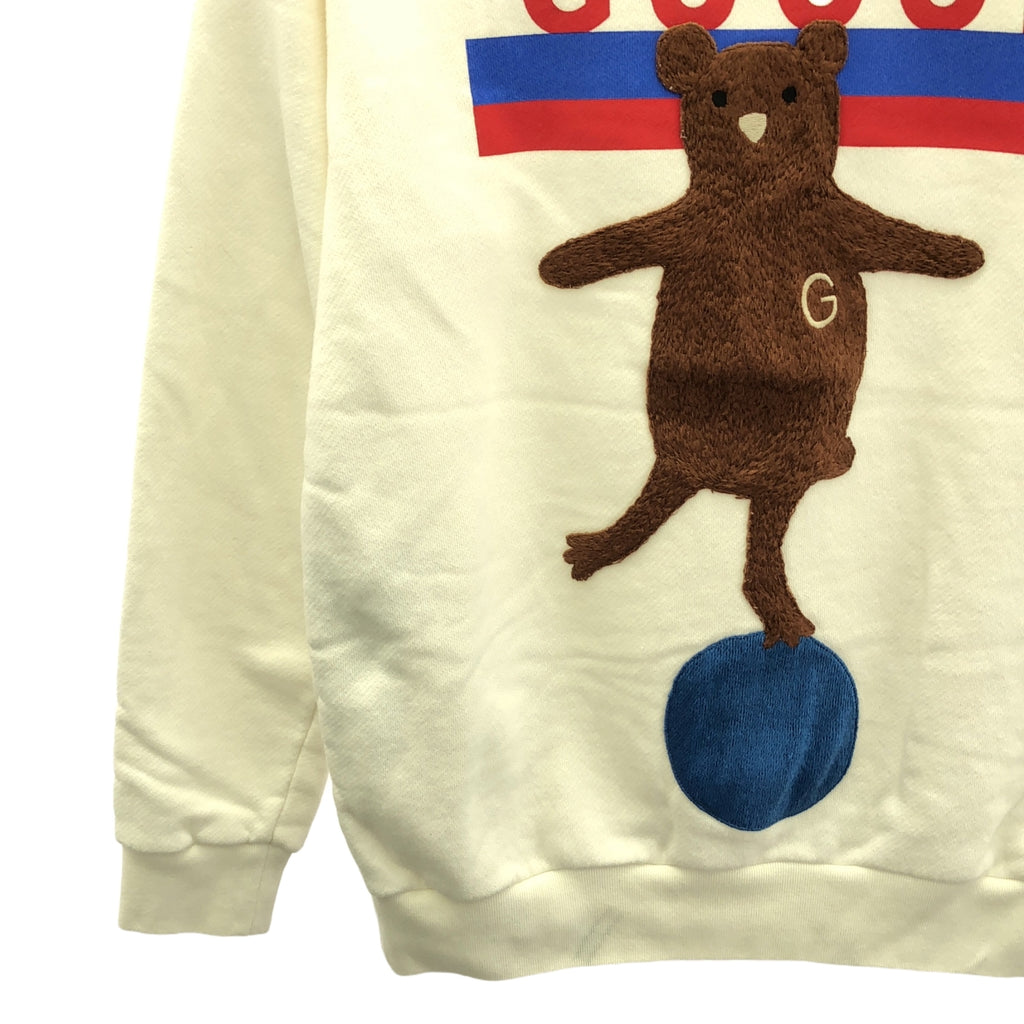 GUCCI / グッチ | ベア刺しゅう ロゴプリント クルーネックスウェット | XS | ホワイト | メンズ
