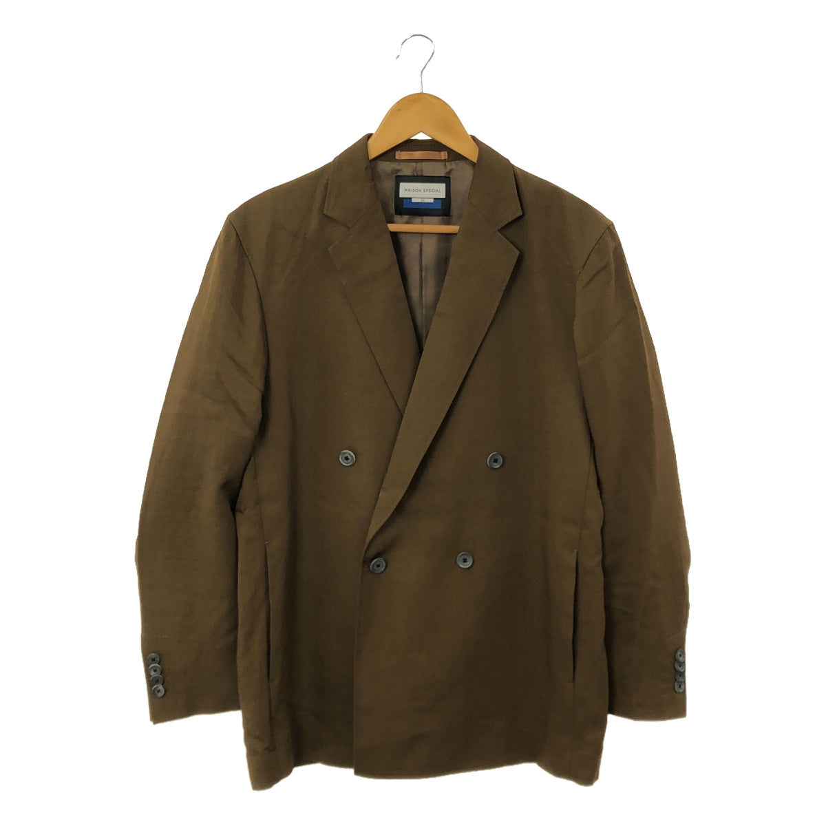 Maison Special | Multi-fabric wool oversized double-breasted jacket | 00 | Brown | Men's