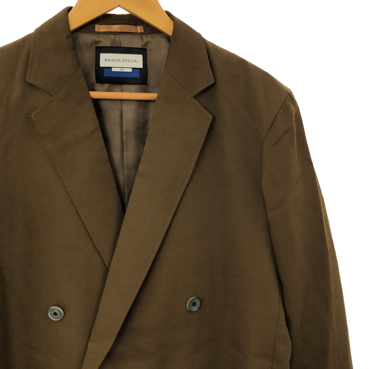 Maison Special | Multi-fabric wool oversized double-breasted jacket | 00 | Brown | Men's