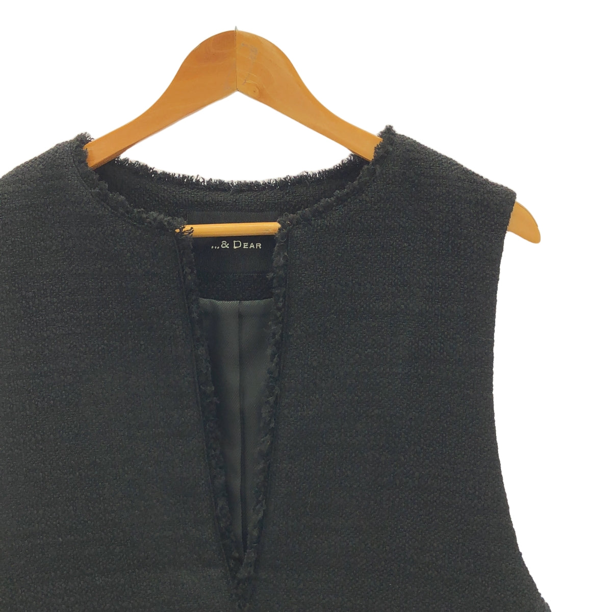 [成色好] ...＆DEAR / And Dear | 棉質粗花呢鑰匙領背心 | 38 | 黑色 | 女款