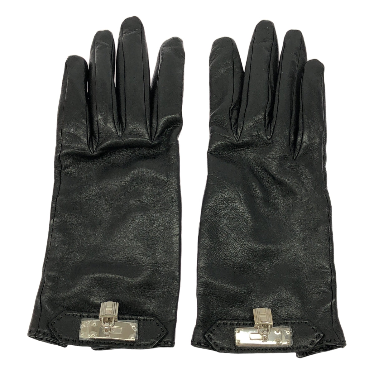 [狀況良好] 愛馬仕 | Chevre 皮手套 | 6.5 |黑色的