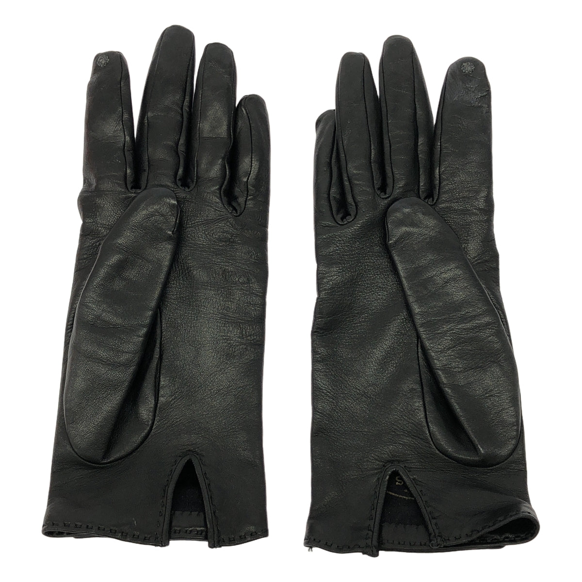 [狀況良好] 愛馬仕 | Chevre 皮手套 | 6.5 |黑色的
