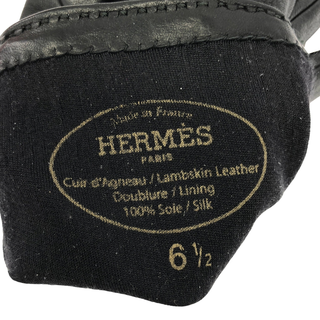 【미품】 HERMES / 헤르메스 | 면도 가죽 장갑 | 6.5 | 블랙
