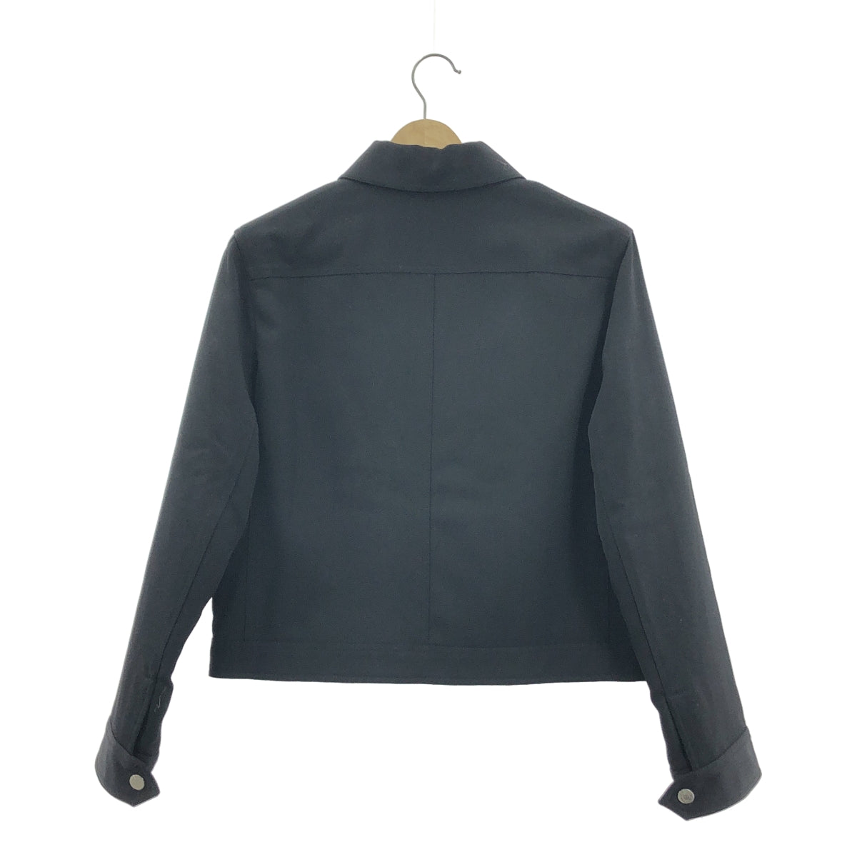 [新品] 愛馬仕 | 羊毛華達呢 Croisette 拉鍊系列紐扣夾克 | 36 碼 | 黑色 | 女款