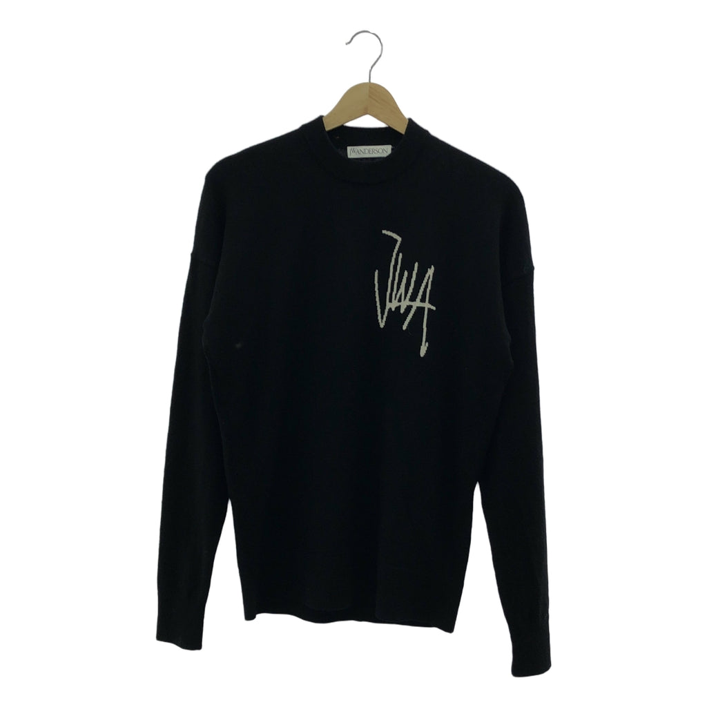 JW Anderson / ジェイダブルアンダーソン | メリノウール ロゴ ニット セーター プルオーバー | XS | black | メンズ