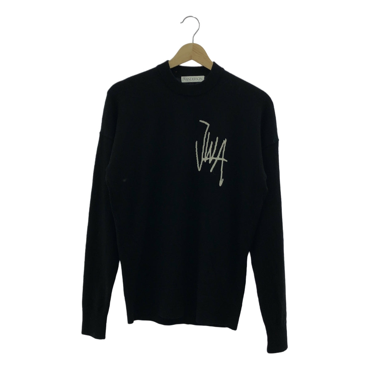 JW Anderson / ジェイダブルアンダーソン | メリノウール ロゴ ニット セーター プルオーバー | XS | black | メンズ