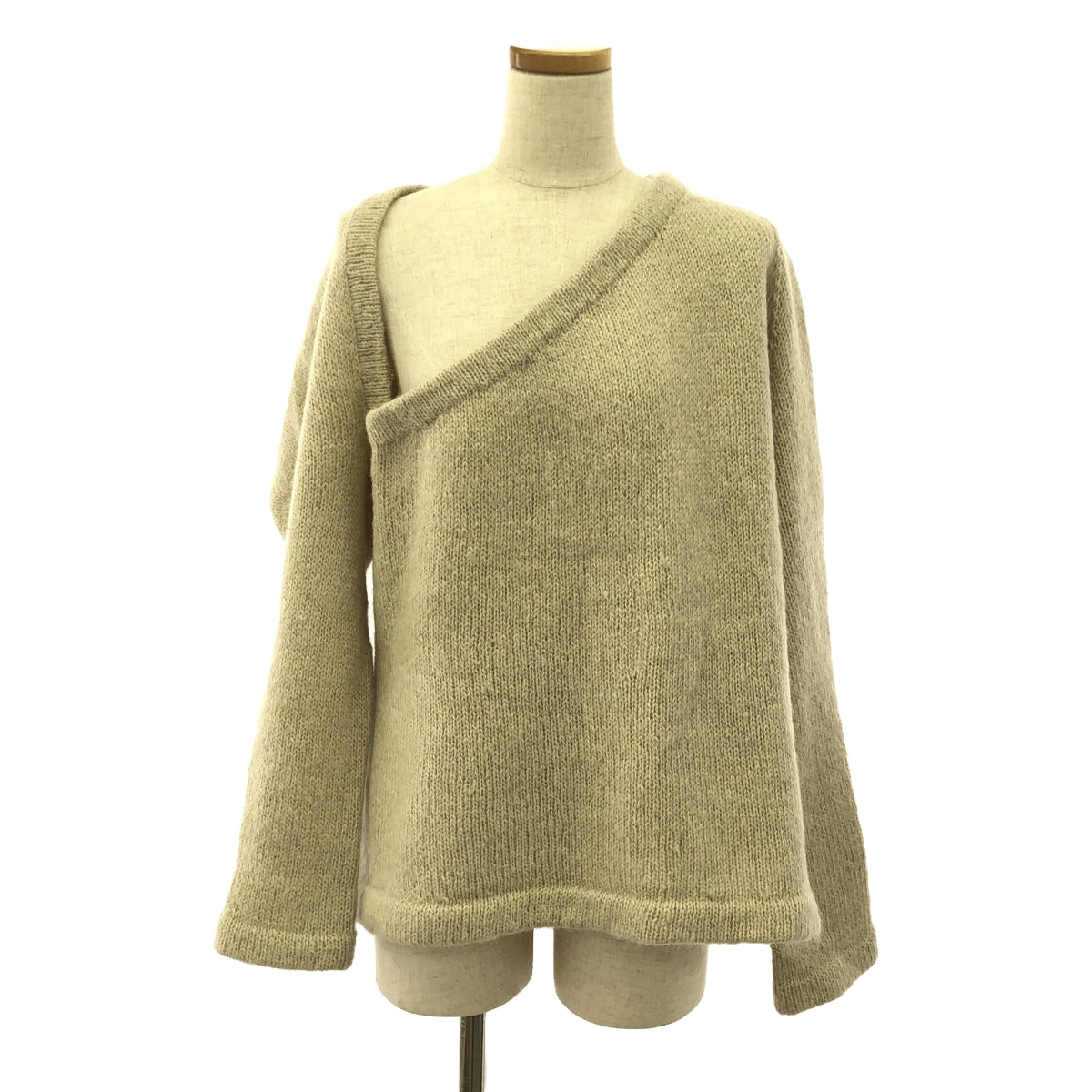 JUN MIKAMI | Mohair PO Asymmetrical Knit | Beige | Women's