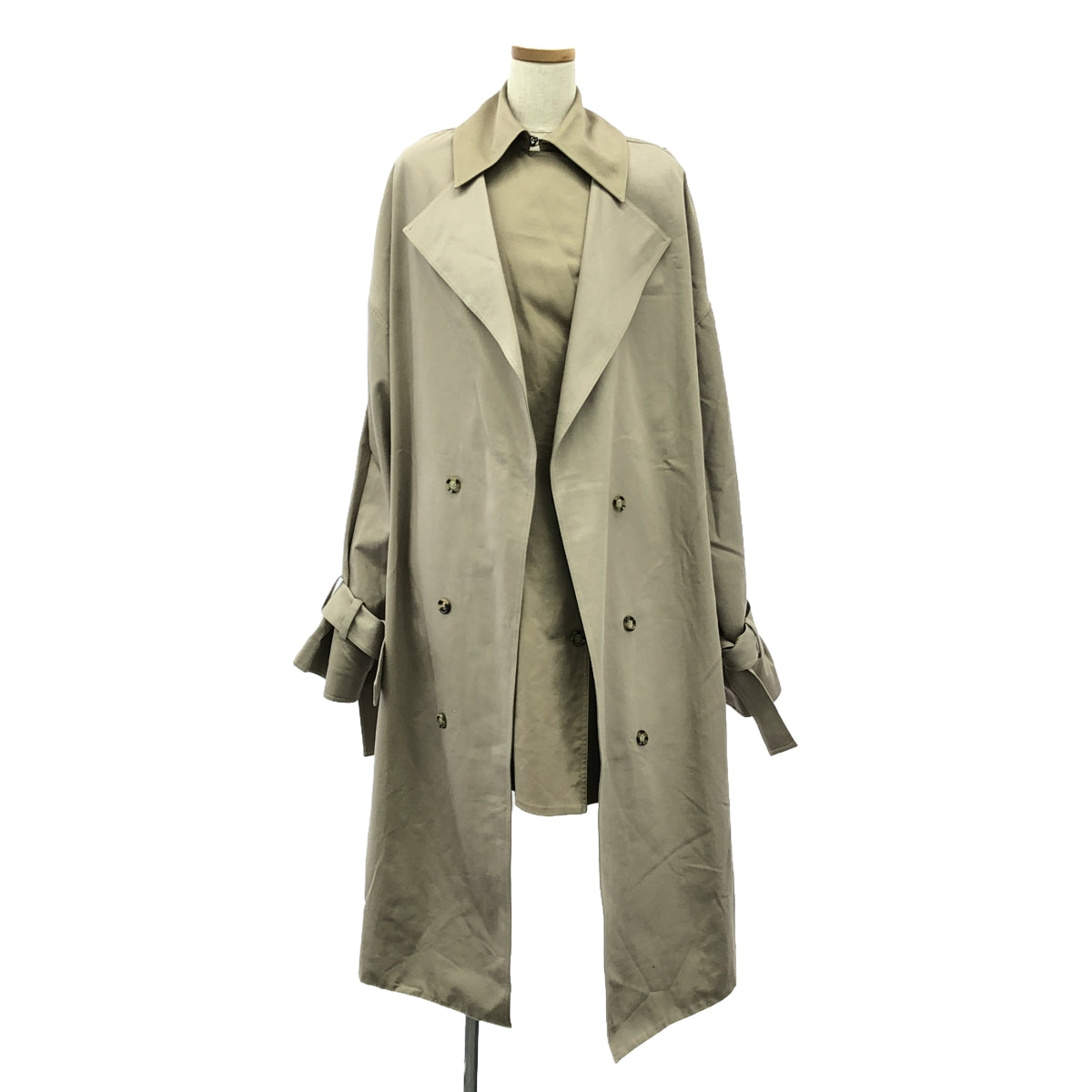 【美品】  Rokh / ロック | DOUBLE LAYER COAT レイヤード ドッキング トレンチコート | 34 | ベージュ | レディース