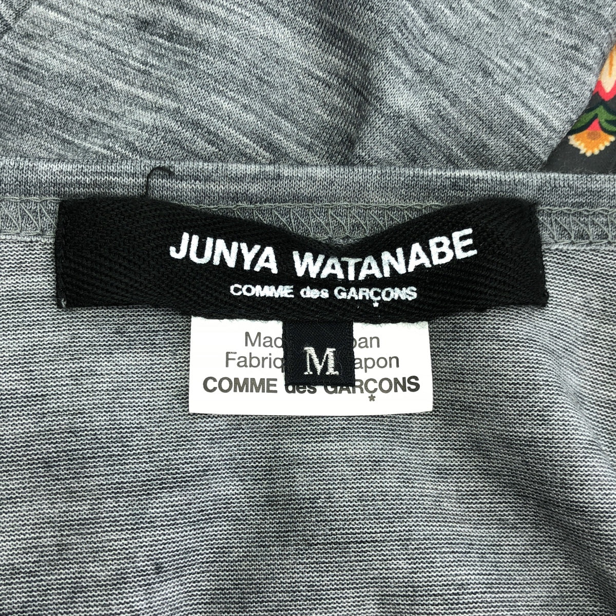 【美品】  JUNYA WATANABE / ジュンヤワタナベ | 2019AW / AD2019 | 花柄プリーツ切替 ポリエステルウール カットソー | M | グレー / マルチカラー | レディース