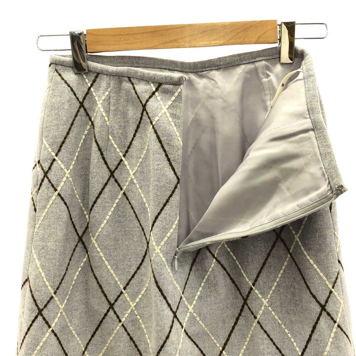 GIVENCHY / 지방시 | 울 앙골라 자수 스커트 | 38 | 보라색 | 여성