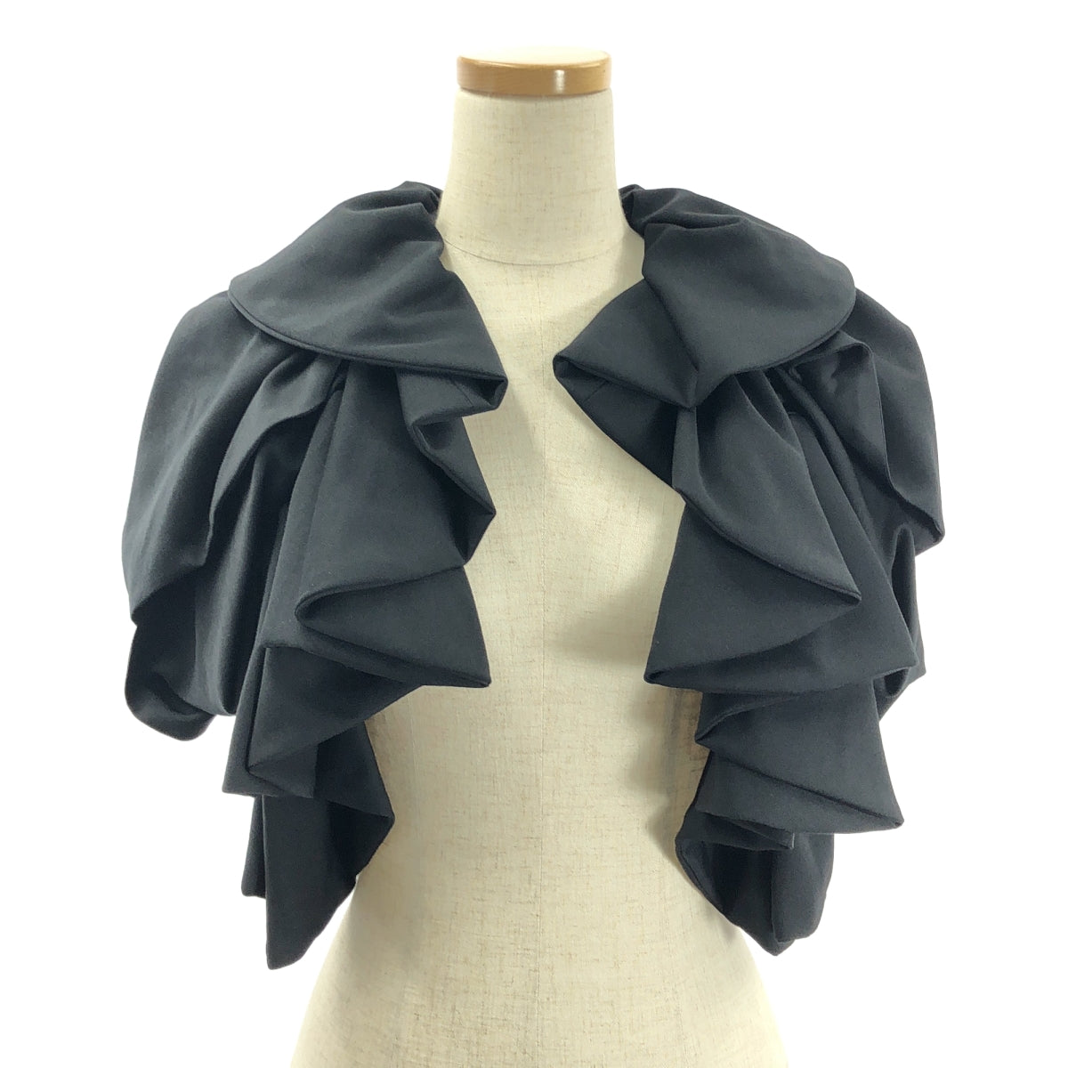 [狀況良好] COMME des GARÇONS | 2023 春夏 |羊毛荷葉邊短上衣 | S 號 |黑色|女性的