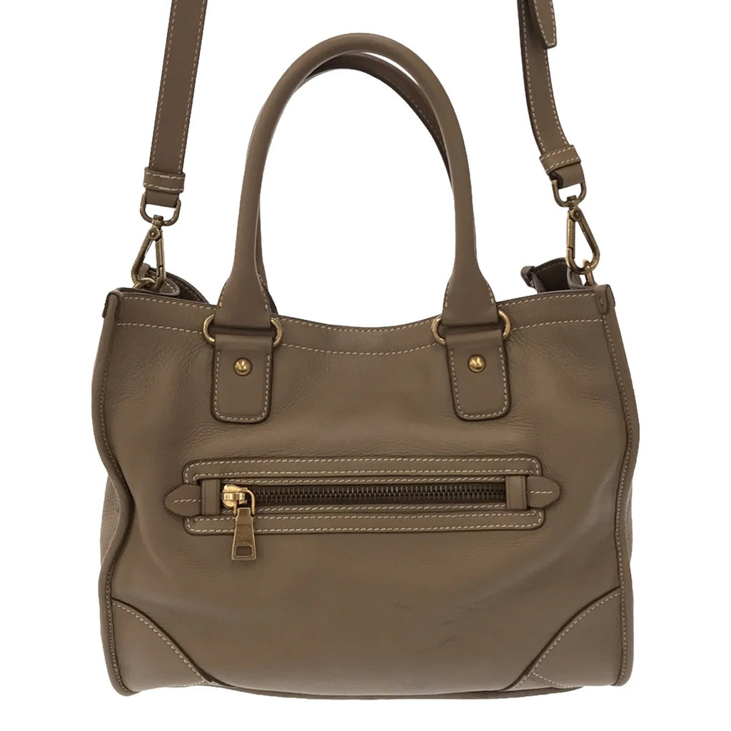 PRADA / プラダ | レザー 2wayショルダートートバッグ | ベージュ | レディース