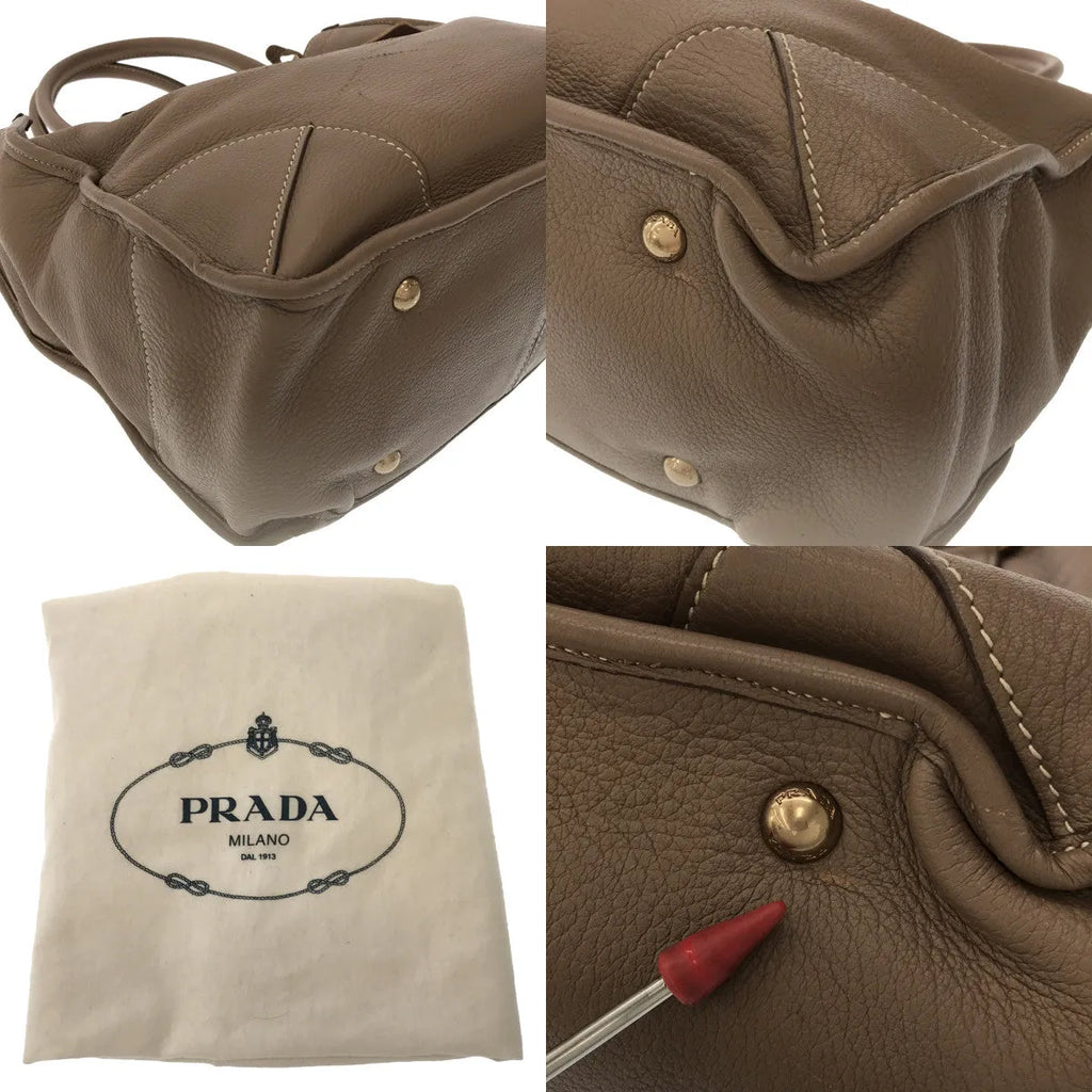 PRADA / プラダ | レザー 2wayショルダートートバッグ | ベージュ | レディース