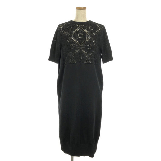 [Beautiful Condition] Drawer | Cotton Crochet Back Pleated Knit Dress | F | Black | Women's