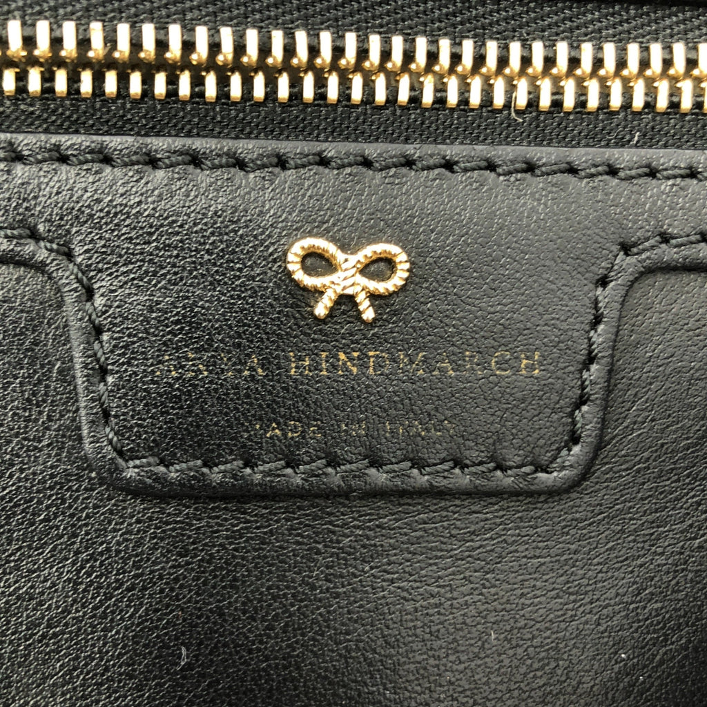 【成色極佳】ANYA HINDMARCH | 皮革鏤空笑臉手提包 | 黑色 | 女士