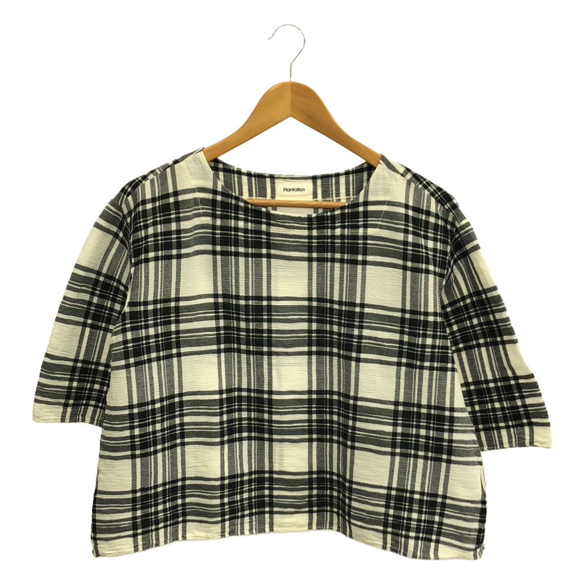 Plantation | YOORYUU Check Blouse | M | Black/White | Women's