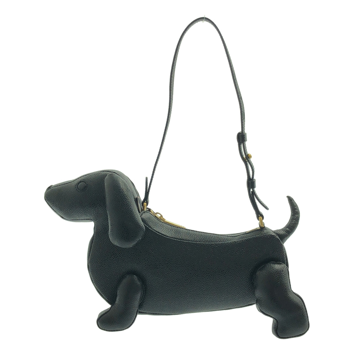 【成色極佳】THOM BROWNE | 鵝卵石紋迷你 Hector 小狗手提包 | 黑色 | 女士