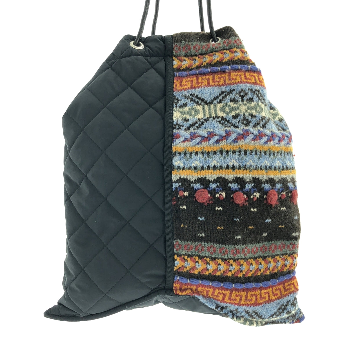 KEITA MARUYAMA / 케이타 마루야마 | 다른 소재 전환 퀼팅 드로우 스트링 토트 백 / 총 안감 |