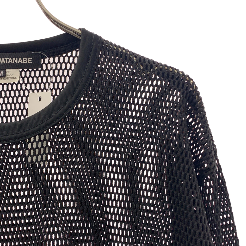 JUNYA WATANABE COMME des GARCONS / ジュンヤワタナベ | 2023AW | ポリエステル 変形 オーバーシルエット メッシュ クルーネック カットソー | M | レディース