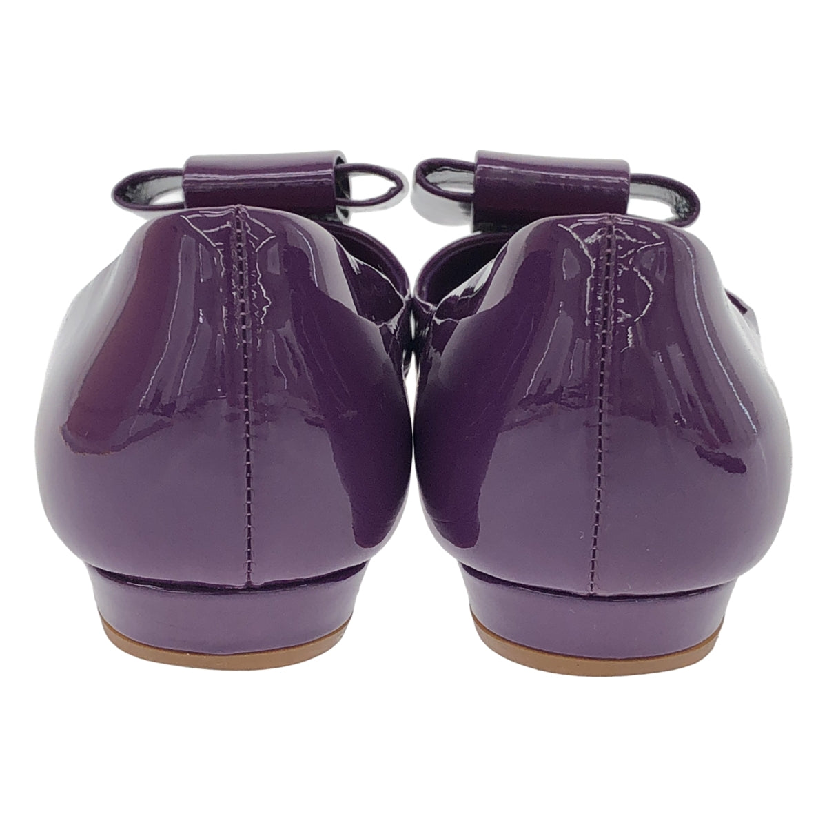 miu miu / ミュウミュウ | パテントレザー リボン フラット パンプス | 37.5 | パープル | レディース