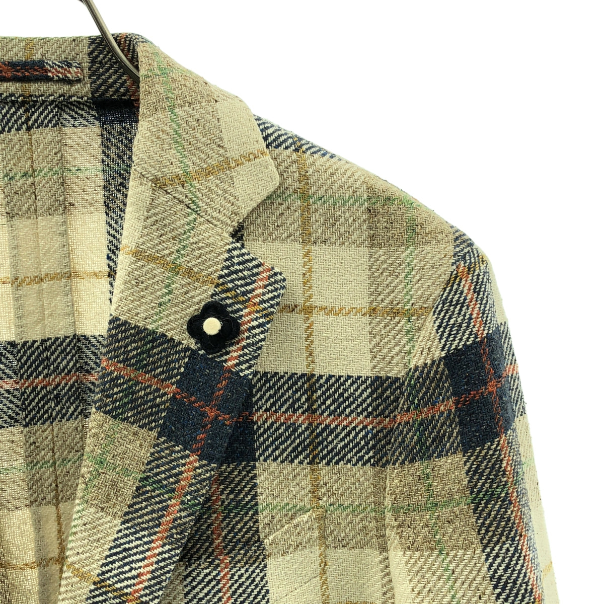 LARDINI / ラルディーニ | シルク チェック テーラード ジャケット / ブートニエール付き | 48 | メンズ