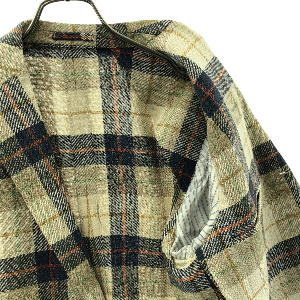 LARDINI / ラルディーニ | シルク チェック テーラード ジャケット / ブートニエール付き | 48 | メンズ