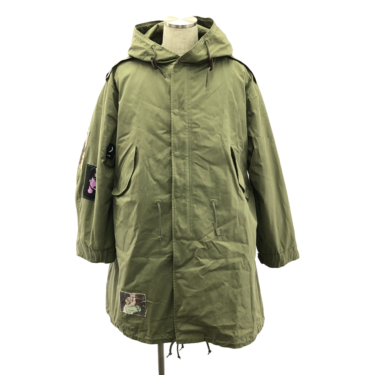 【新品】  RAF SIMONS / ラフシモンズ | 2020AW | ×FRED PERRY DETACHABLE LINER PARKA グラフィック プリントパッチ ライナー付き モッズコート | XS | カーキ | メンズ