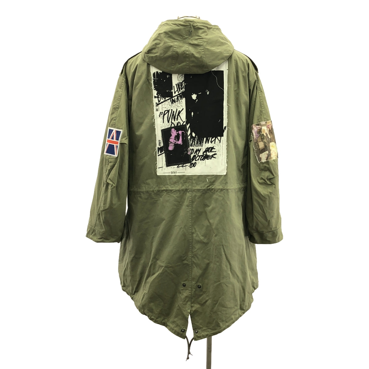 [新] 英國皇家空軍西蒙斯 | 2020秋冬 | ×FRED PERRY 可拆式內襯派克大衣 內襯的圖案印花貼片 摩登大衣 | XS |卡其色 |男士