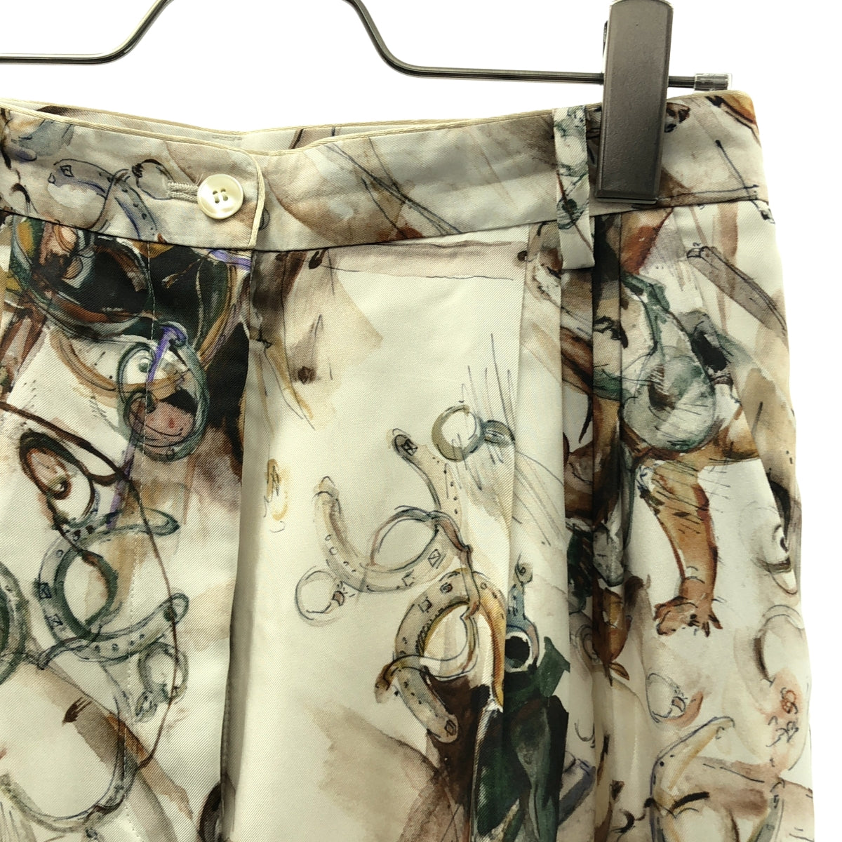 OLD ENGLAND / オールドイングランド | シルク ホースプリント  総柄 パンツ | 34 | レディース