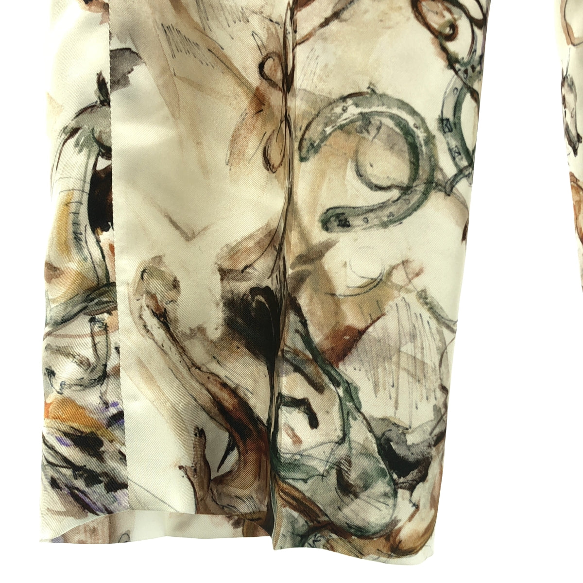 OLD ENGLAND / オールドイングランド | シルク ホースプリント  総柄 パンツ | 34 | レディース