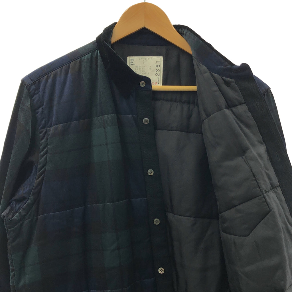 sacai | 絎縫格紋襯衫外套 | 格紋抽繩襯衫外套 | 3號 | 男士