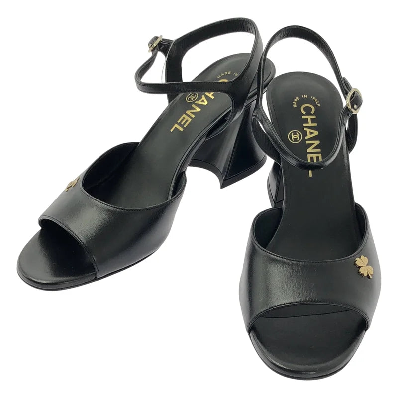 CHANEL / シャネル | レザー ココマーク ヒールサンダル | 38C | レディース