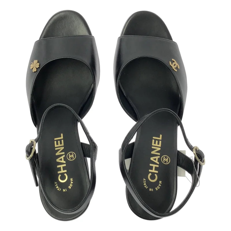 CHANEL / シャネル | レザー ココマーク ヒールサンダル | 38C | レディース