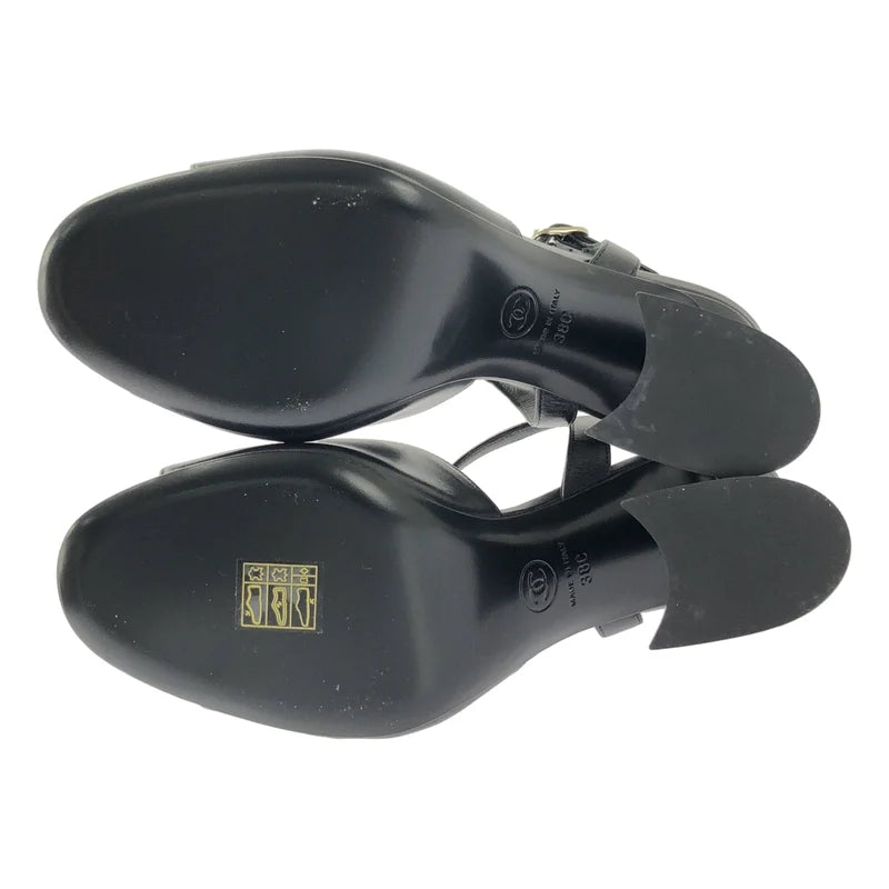 CHANEL / シャネル | レザー ココマーク ヒールサンダル | 38C | レディース